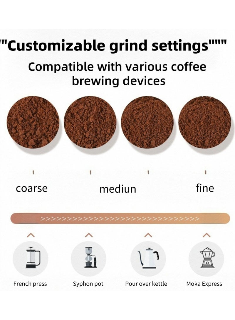 Manual Coffee Grinder, Multi Adjustable Settings, Portable Hand Coffee Grinder with Ceramic Burr & Detachable Hand Crank for Travel, Camping, Office, Espresso, Pour-Over and More - Image 5