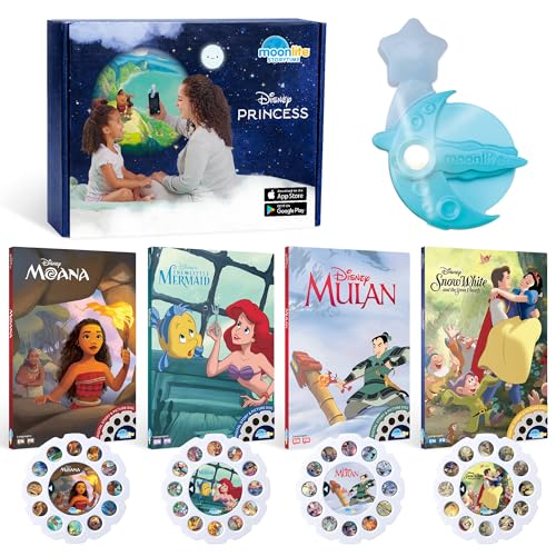 Moonlite Storytime Starter Pack with Smartphone Projector Picture Disc and Four Stories Ideal for Bedtime Storytime Family Travel and Thoughtful Disney Princess - Image 1