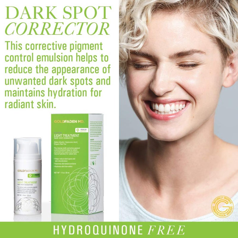 GOLDFADEN MD Light Treatment Dark Spot Pigment Corrector | Hydroquinone Free w/Alpha Arbutin, Organic Red Tea Extract, Sea Weed Extract and Hyaluronic Acid 1 fl. oz. - Image 2