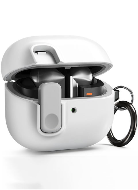 Modern Lock Galaxy Buds 3 Pro Case and Buds3 Case Cover Secure Lock Protection with Carabiner (2024) - White