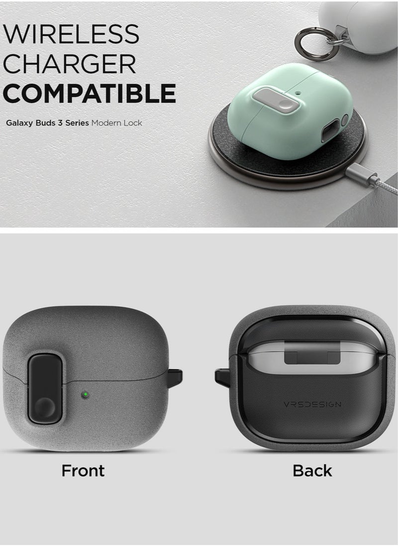VRS Design - Modern Lock Galaxy Buds 3 Pro Case and Buds3 Case Cover Secure Lock Protection with Carabiner (2024) - White - Image 1
