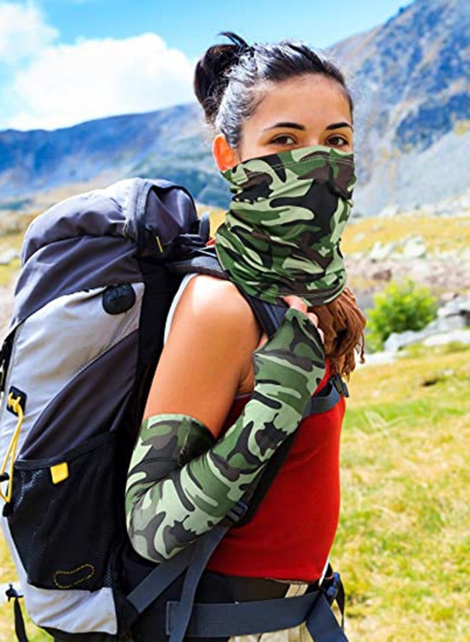 Arabest Summer Bandana UV Protection Face Cover Neck Gaiter Scarf and Ice Silk Cooling Arm Sleeves with Thumb Holes Sleeve Cap  - Image 4