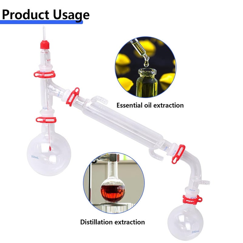 cheekyglo 500ML Distillation Apparatus Kit 24/29 Joint Vacuum Distillation Kit, Glass Distillation Set, Laboratory Glassware Kit - Image 4