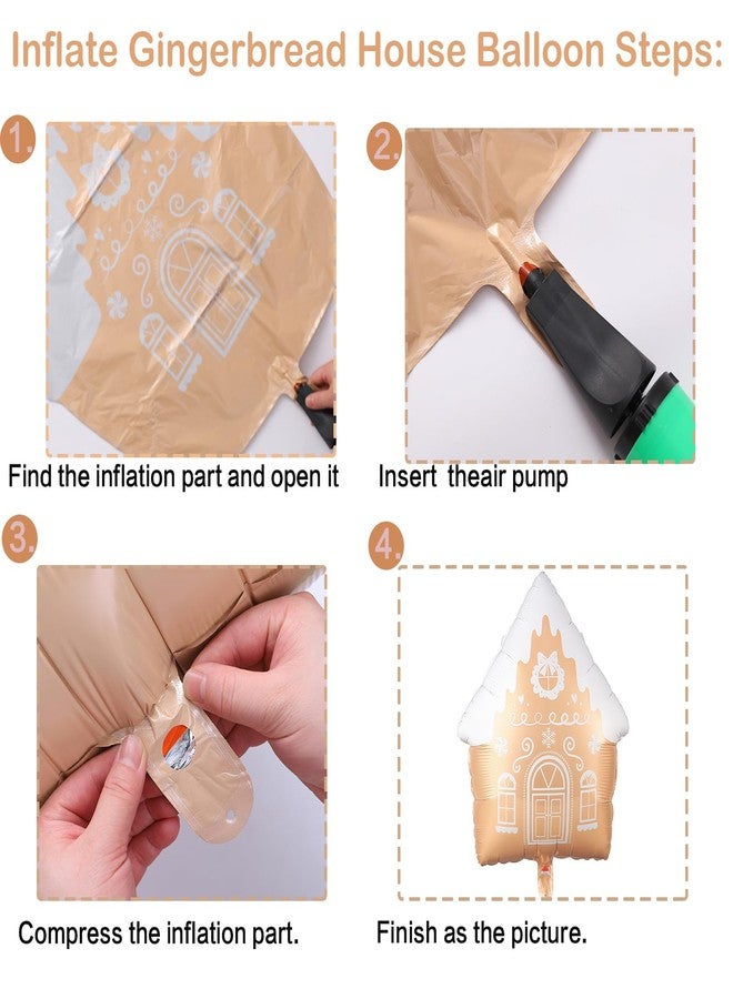 GIHOO Gingerbread House Balloons 4pcs 21inch Christmas Gingerbread Mylar Balloon for Christmas Gingerbread House Holiday Birthday Party Decorations(Gingerbread) - Image 4
