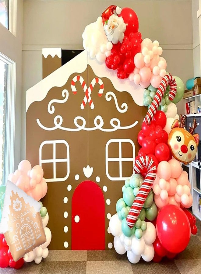 GIHOO Gingerbread House Balloons 4pcs 21inch Christmas Gingerbread Mylar Balloon for Christmas Gingerbread House Holiday Birthday Party Decorations(Gingerbread) - Image 5