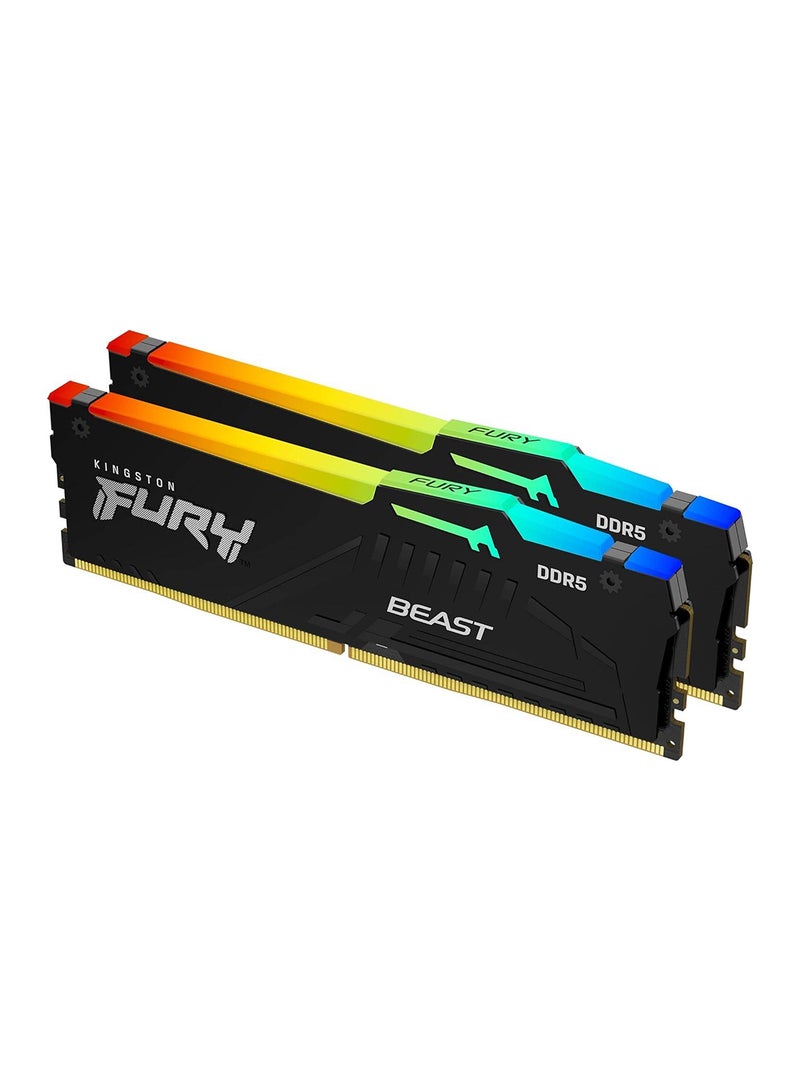 كينغستون ذاكرة سطح المكتب Fury Beast RGB سعة 32 جيجابايت DDR5، سرعة ذاكرة 6000 ميجاهرتز، زمن وصول CL36، مجموعة 288 دبوس، جاهز لـ Intel XMP 3.0، KF560C36BBE2AK2-32 - Image 1