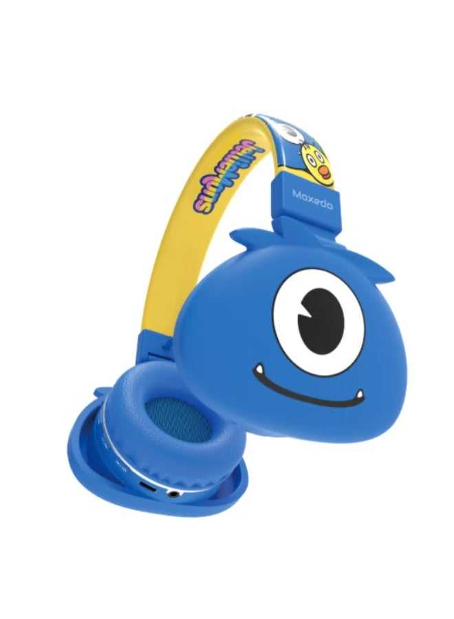 Moxedo Junior Wireless On-Ear Headphones for Kids Adjustable Foldable Design Stereo Headphone 90dB with Built-In Microphone Compatible for iPad/Phone/Tablet and Other Devices