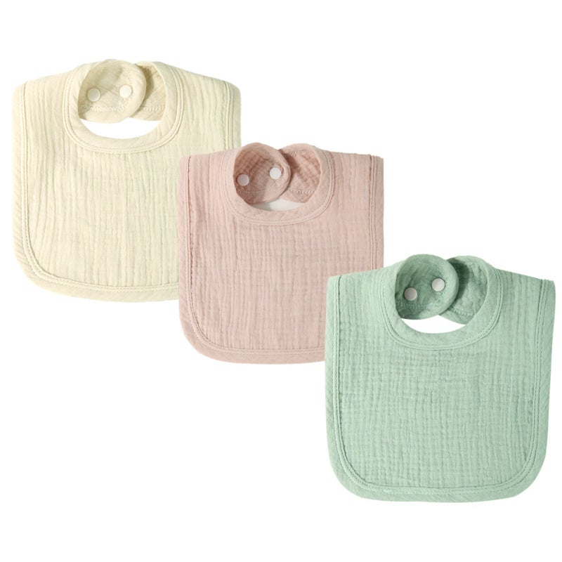 Baby pure cotton gauze saliva towel three-piece set of 4 layers U-shaped bib, water-absorbing anti-spit pad, small bib, the more you wash the hydrophilic process, the softer it becomes - Image 1