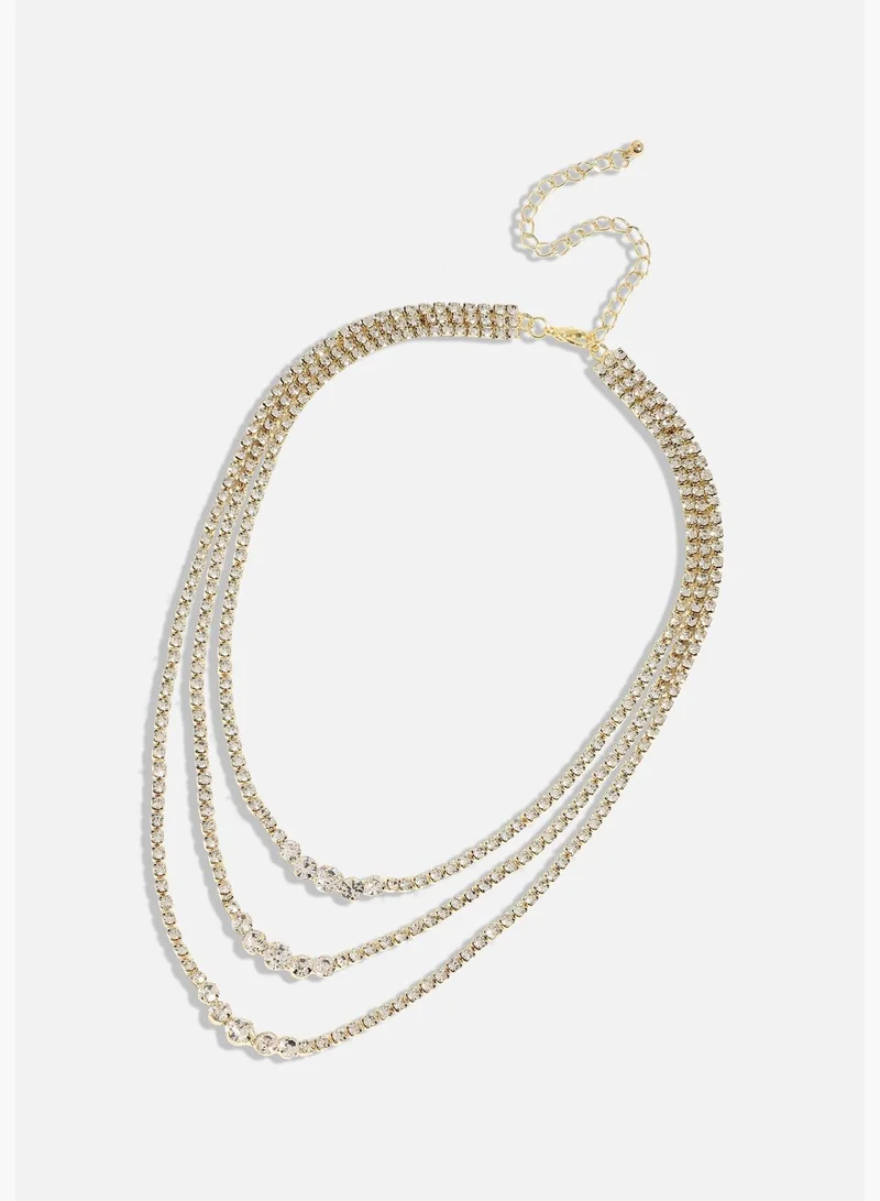 SOHI Gold Plated Designer Stone Western Wear Layered Necklace For Women