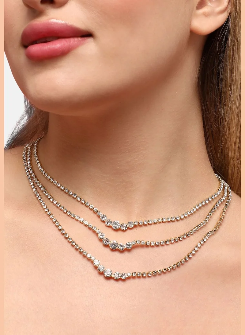 SOHI Gold Plated Designer Stone Western Wear Layered Necklace For Women