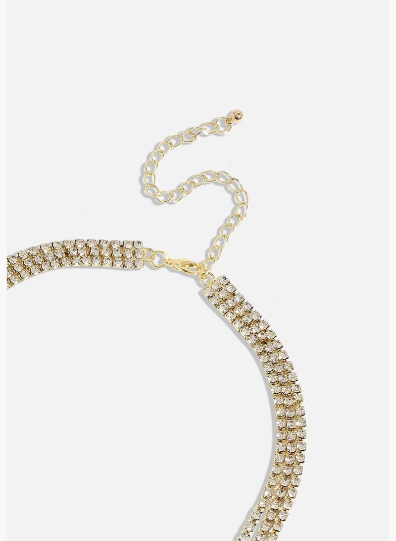 SOHI Gold Plated Designer Stone Western Wear Layered Necklace For Women