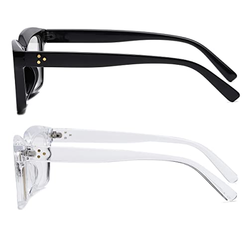 JOVAKIT Non Prescription Glasses for Women Men Fashion Square Frame Eyeglasses (Black + Transparent) - Image 3