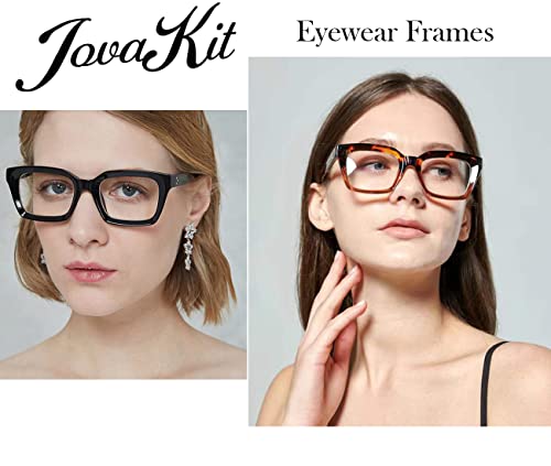 JOVAKIT Non Prescription Glasses for Women Men Fashion Square Frame Eyeglasses (Black + Transparent) - Image 4