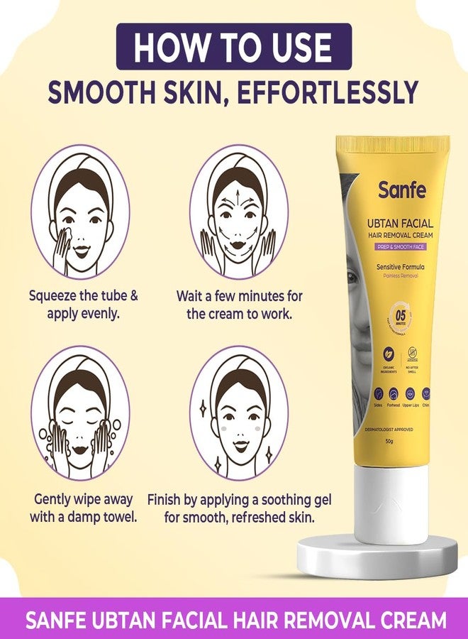 سانفي كريم سانفي أوبتان لإزالة شعر الوجه | كريم لإزالة شعر الوجه للنساء | آمن للبشرة الحساسة | لطيف وملطف لمناطق الوجه الحساسة | إزالة فعالة لشعر الوجه للنساء. - Image 3