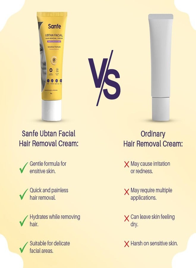 سانفي كريم سانفي أوبتان لإزالة شعر الوجه | كريم لإزالة شعر الوجه للنساء | آمن للبشرة الحساسة | لطيف وملطف لمناطق الوجه الحساسة | إزالة فعالة لشعر الوجه للنساء. - Image 5
