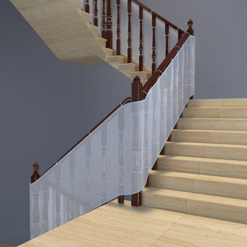 Bukela Indoor/Outdoor Baby Safety Stair Railing Net | Baby Proofing Stair Balcony Banister Rail Guard | Child Safety Stair Protection | Safe Rail | 10ft L x 3ft H | White (White, 9.84ft3ft) - Image 4