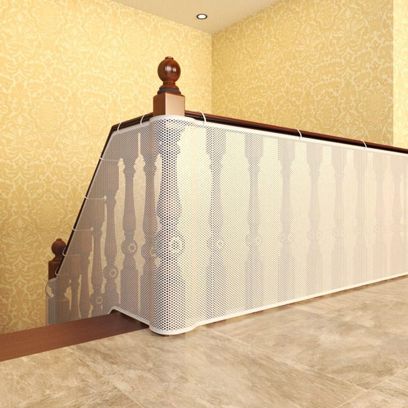 Bukela Indoor/Outdoor Baby Safety Stair Railing Net | Baby Proofing Stair Balcony Banister Rail Guard | Child Safety Stair Protection | Safe Rail | 10ft L x 3ft H | White (White, 9.84ft3ft) - Image 2