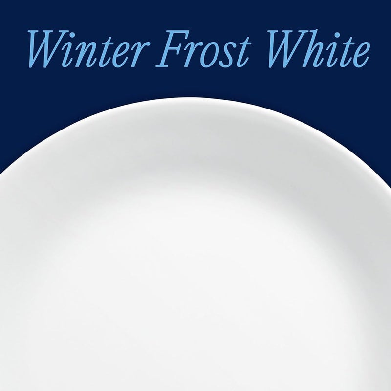 كوريل 1 Corelle Vitrelle طقم أطباق عشاء من 8 قطع، زجاج ثلاثي الطبقات ومقاوم للكسر، أطباق دائرية خفيفة الوزن، أبيض صقيع الشتاء - Image 2