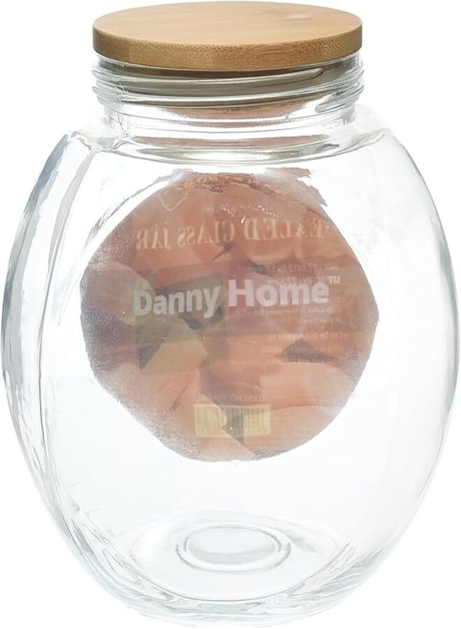 Danny Home Sophisticated Luxe Essence Glass Organizer Jar with Wooden Lid, Transparent