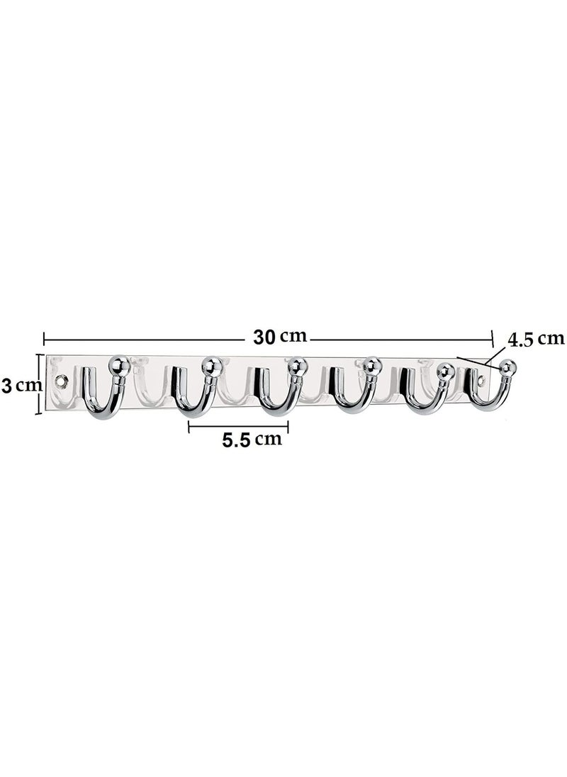 Decuds Decuds Stainless Steel and Aluminium Alloys Zyra 6 Legs Cloth Hanger Bathroom Wall Door Hooks for Hanging KeysClothesTowelHolder Steel Hooks Hook Rail Pack of 1  - Image 2