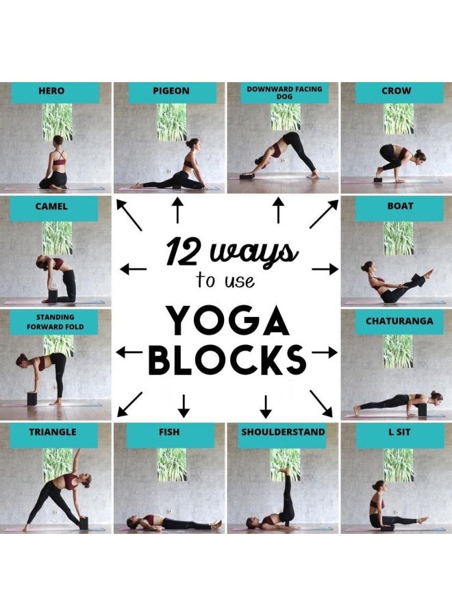 مكعب اليوجا خفيف الوزن من إسفنج EVA لتمارين البيلاتس واللياقة البدنية، أسود - Image 3