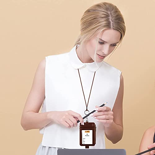 PLENTY Office Lanyard, 2PCS Handmade PU Leather Necklace Lanyard with Strong Clip and Keychain for Keys, ID Badge Holder, Camera, Cell Phone, iPod, MP3, MP4, USB Flash Drive (Black+Brown) - Image 4