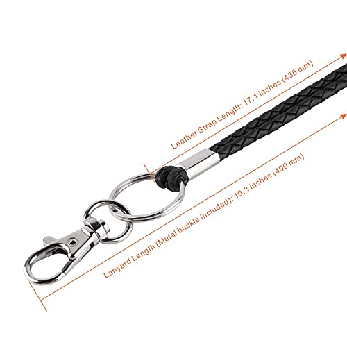PLENTY Office Lanyard, 2PCS Handmade PU Leather Necklace Lanyard with Strong Clip and Keychain for Keys, ID Badge Holder, Camera, Cell Phone, iPod, MP3, MP4, USB Flash Drive (Black+Brown) - Image 3