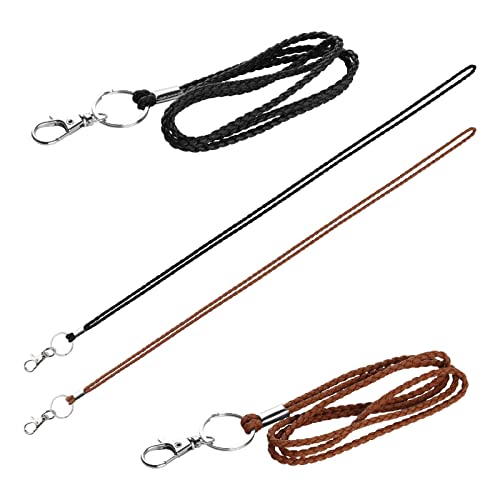 PLENTY Office Lanyard, 2PCS Handmade PU Leather Necklace Lanyard with Strong Clip and Keychain for Keys, ID Badge Holder, Camera, Cell Phone, iPod, MP3, MP4, USB Flash Drive (Black+Brown) - Image 5