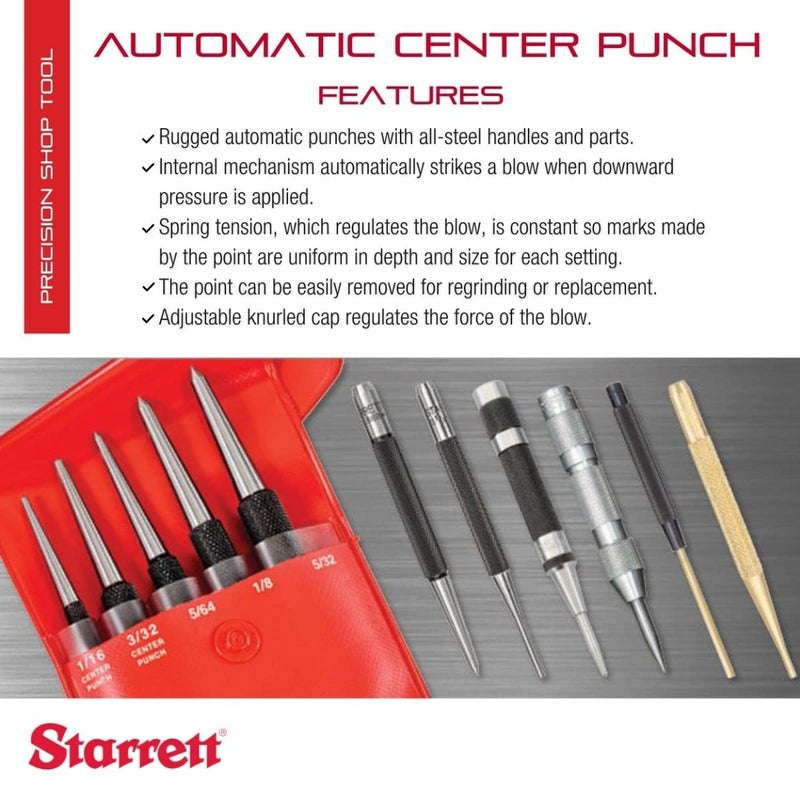 Starrett 18A Automatic Centre Punch with Adjustable Stroke - Image 2