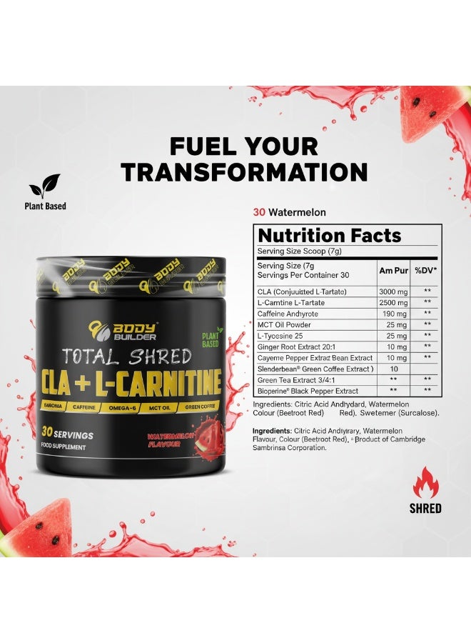 بودي بيلدر توتال شريد سي إل إيه + إل-كارنيتين، بنكهة البطيخ، 30 كبسولة - يدعم حرق الدهون، ويعزز الطاقة، ويساعد في إدارة الوزن - Image 2