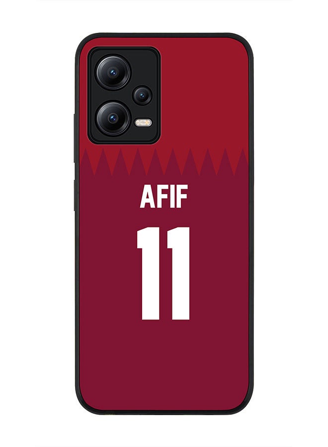 Stylizedd Rugged Black edge case for Poco X5 / Redmi Note 12 5G Slim fit Soft Case Flexible Rubber Edges Anti Drop TPU Gel Thin Cover-Qatar Player Name - Afif - Image 1