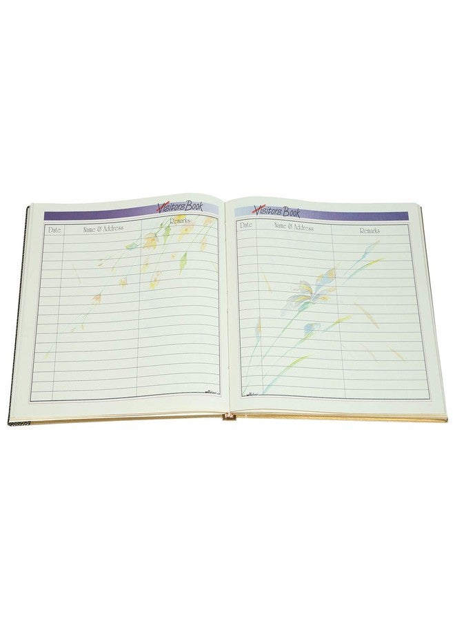 Mahavir Visitors Book - Guest Information and Comments Journal - Hard Bound - Medium Size (19cm x 22.5cm) - Landscape Opening - 144 Pages - Acrylic Coated Cover Material - (Gold) - Image 2