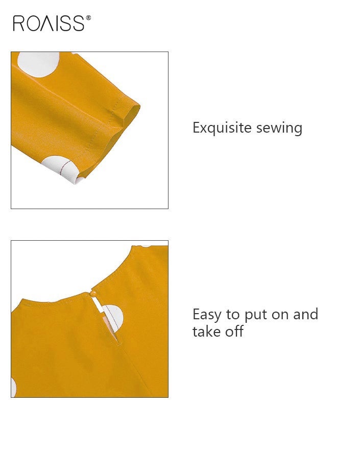 roaiss Women Polka Dot Frock with Belt, Round Neck Long Sleeve A-Line Dress, Stylish Elegant Maxi Dress for Ladies, Perfect for Daily Wear and Outdoor Activities - Image 4