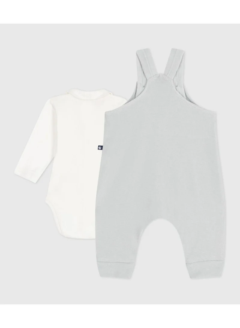 Petit Bateau Babies' dungarees in plain cotton with stylish details