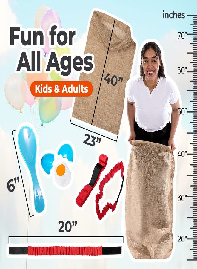 Shop Square Outdoor Field Day Games, Potato Sack Race Bags for Kids and Adults, Egg and Spoon Race, 3 Legged Race Bands - with Storage Bag - Image 3