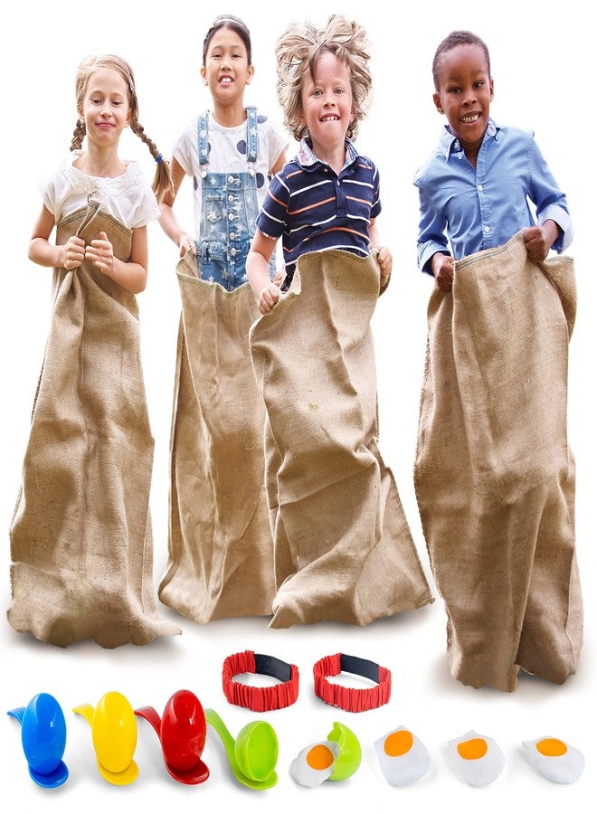 Shop Square Outdoor Field Day Games, Potato Sack Race Bags for Kids and Adults, Egg and Spoon Race, 3 Legged Race Bands - with Storage Bag - Image 1