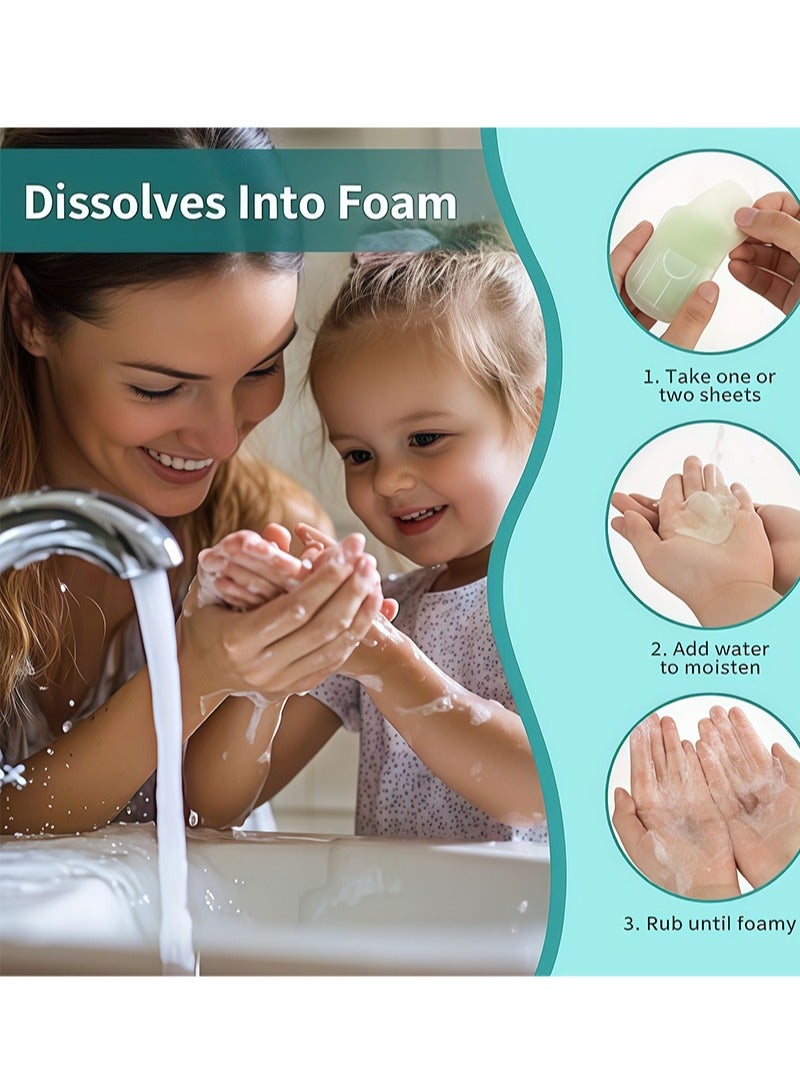 6 Packs Petal Shape Soap Flakes Hand Soap Sheets, Mini Portable Antibacterial Soap Sheets the Box, Disposable Travel Scented Bath Slice Sheet Foaming Paper Soap (Colorful) - Image 5