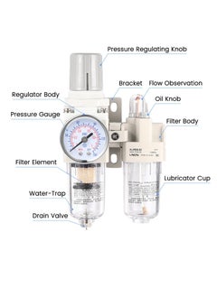 Excefore 1/4 Inch NPT Compressed Air Filter Air Pressure Regulator Water-oil Separator Trap Filter with Lubricator Cup  - Image 2