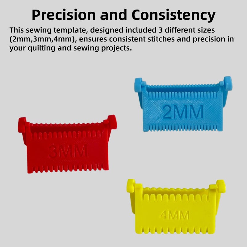 Yaindhi 3 Sizes Sewing Ruler-Upgrade Template for Sewing,Non-Slip Stitching Guide Tool with Clips,Fixed Fabric and Consistent Stitches for Seniors,Users Beginners, Hand Sewing Quilting Projects - Image 5