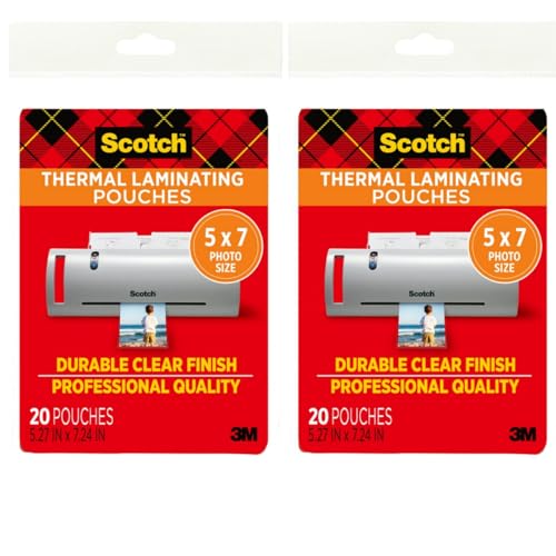 3M Scotch Thermal Laminating Pouches, 5" x 7", 40-Pack – Clear, Photo-Safe, 7 mil Thickness - Image 1