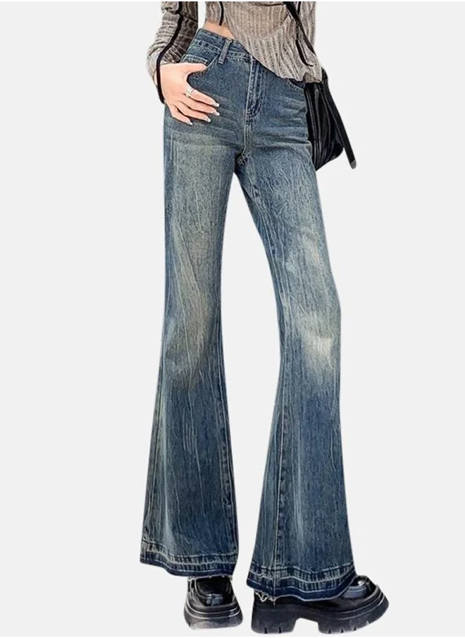 YUNIQEE Blue High-Rise Light Fade Bootcut Jeans