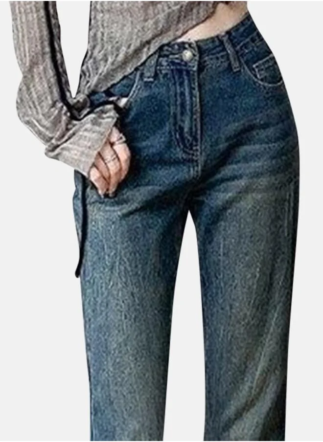 يونيكي Blue High-Rise Light Fade Bootcut Jeans