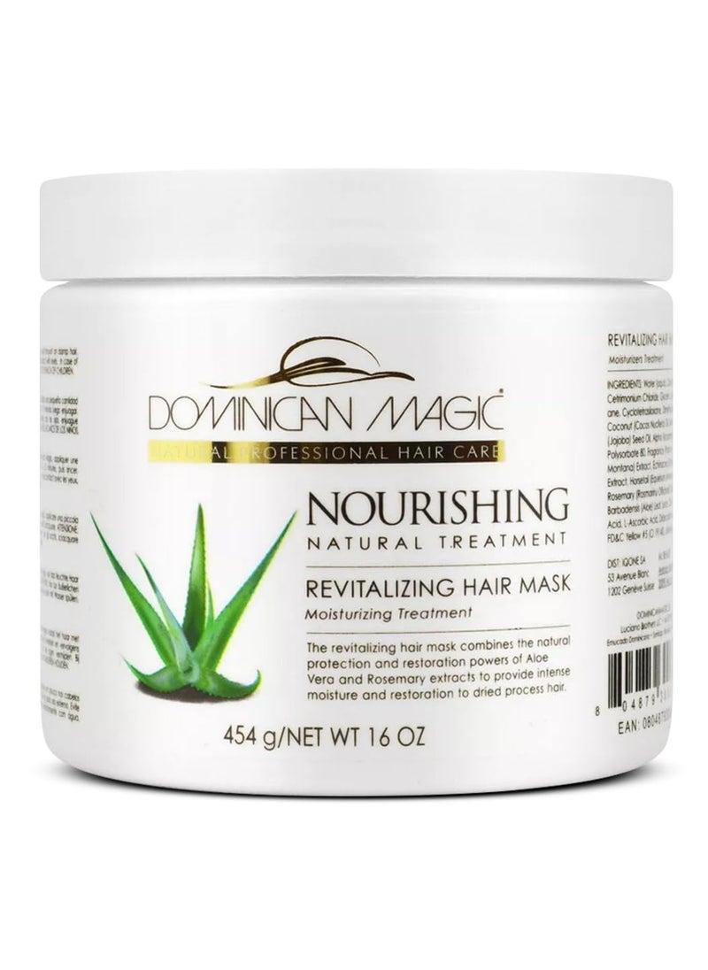 Dominican Magic - DOMINICAN MAGIC Nourishing Revitalizing Hair Mask with Aloe Vera, Hair Treatment, Deep Repair & Revitalize for Dry, Damaged Hair, All Hair Types, 16oz - Image 1