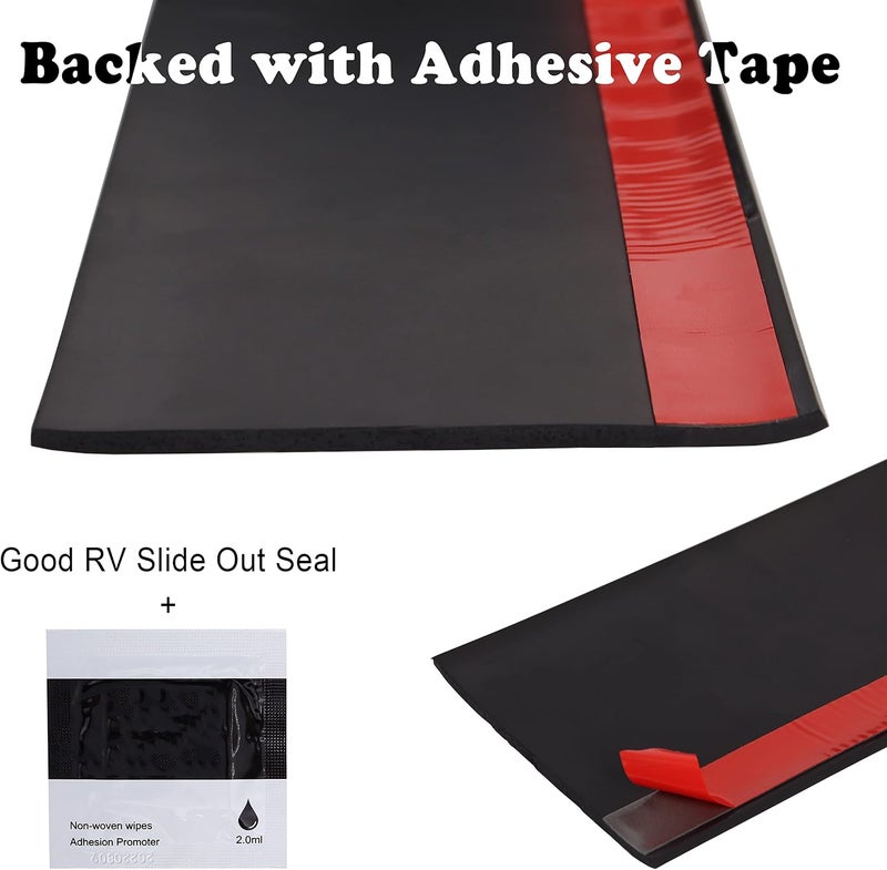 Wadoy 4 Inch RV Slide Out Seal - 30 Ft Black Rubber Weather Stripping with Adhesive Tape - Image 3