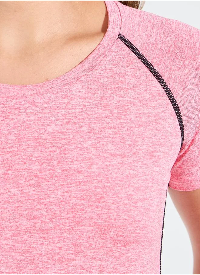 Styli Melange Contrast Stitch Detail Top