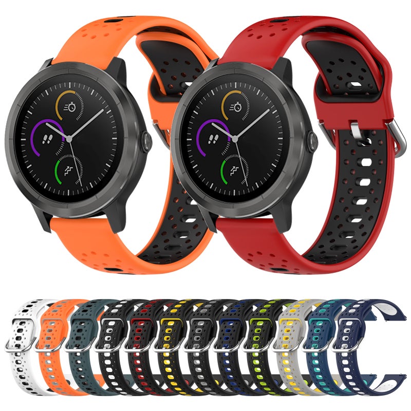 S-TOP For Garmin Approach S40 20mm Breathable Two-Color Silicone Watch Band(Black+Blue) - Image 3