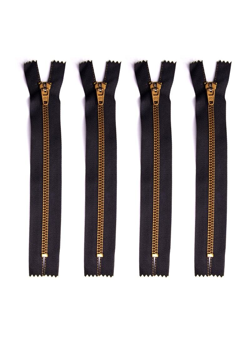 4Pcs No.6 Jeans Zipper Super Quality, (Black and Gold Brown) - Image 2