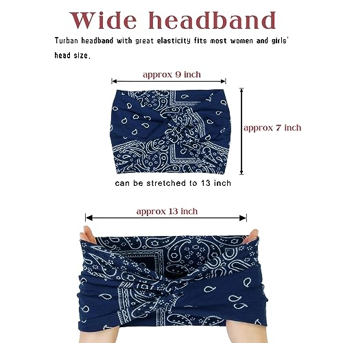 TERSE Boho Headbands for Women Wide Turban Headband Sports Yoga Running Hair Band Non Slip Elastic Sweat Head Bands 8 Pcs - Image 2