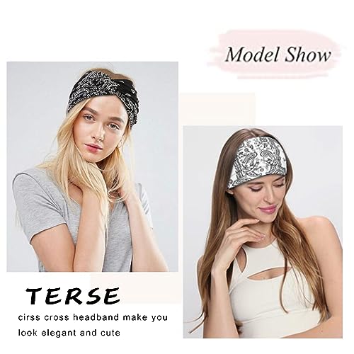 TERSE Boho Headbands for Women Wide Turban Headband Sports Yoga Running Hair Band Non Slip Elastic Sweat Head Bands 8 Pcs - Image 4