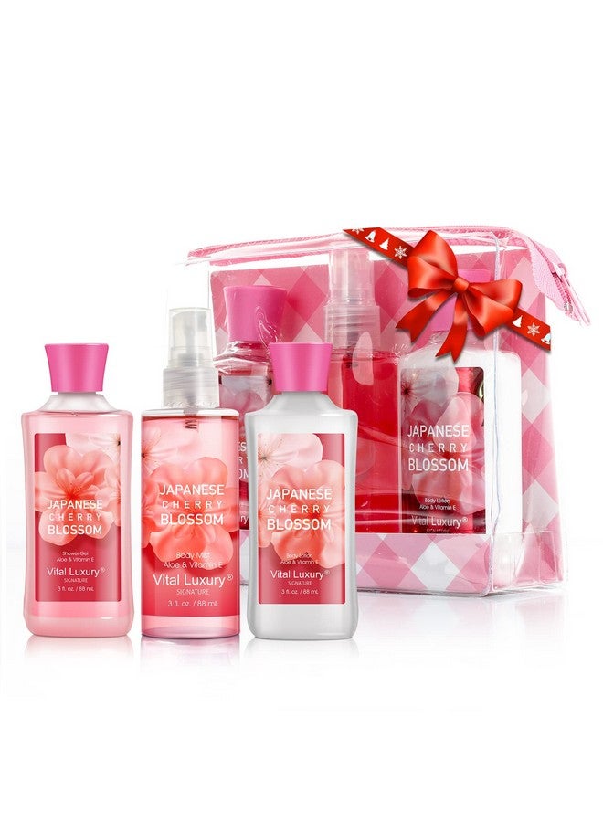 Vital Luxury Vital Luxury Bath & Body Care Travel Set - Home Spa Set with Body Lotion, Shower Gel and Fragrance Mist, Personal Body Care Travel Set for Birthday Christmas New Year Gifts(Japanese Cherry Blossom) - Image 1